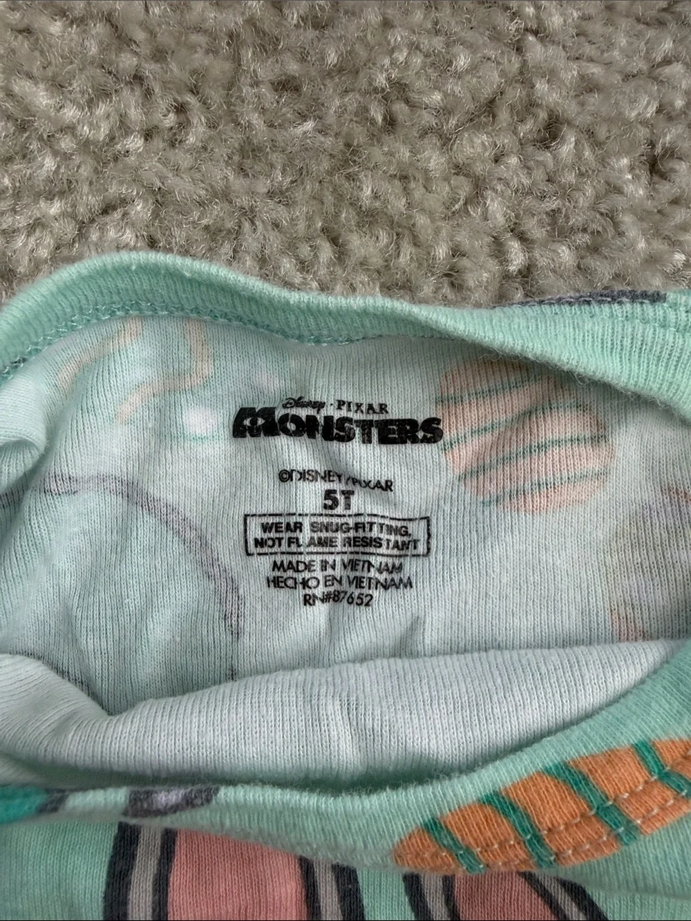 Disney Mint Green Monsters Kids Pajama Set